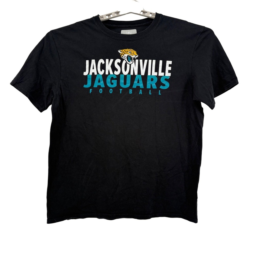 NFL Mens Jacksonville Jaguars T-Shirt Size Large‎ Black Faded Nfl Short Sleeve